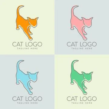 Simple cat logo design. pastel color boutique logo Illustrazione stock