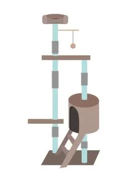 Simple cat tree with multiple platforms and a cozy hideout Stock Illustration