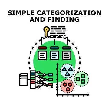 Simple categorization and finding data management system Stock Illustration