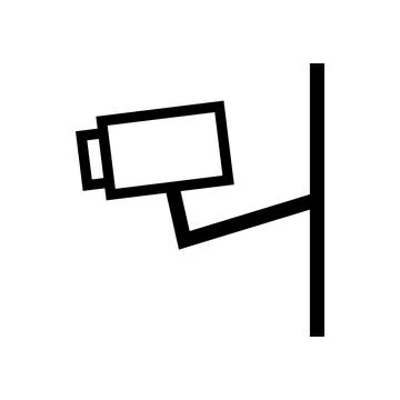 Simple CCTV icon mounted on a wall. Vector. Stock Illustration