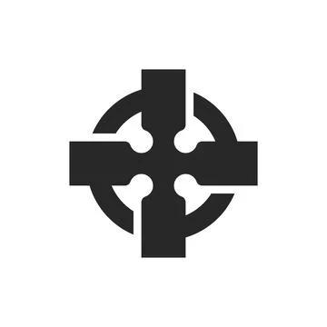 Simple celtic cross logo, minimal style black and white vector illustration.. Stock Illustration