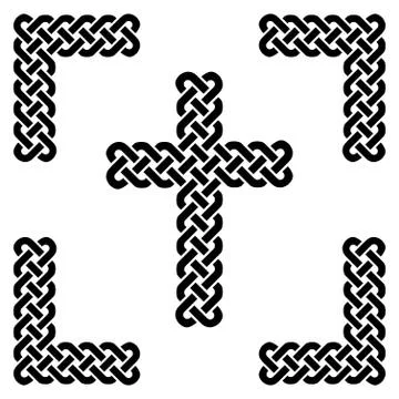 Simple Celtic curved knot cross in black in the frame Stock Illustration