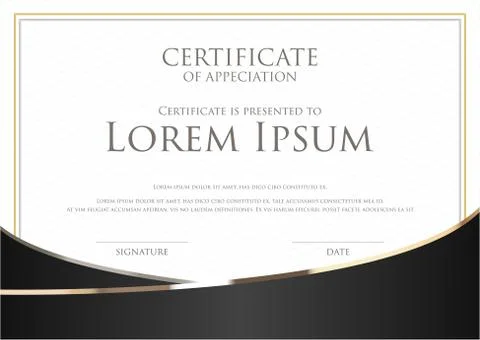 Simple certificate card template black and gold theme Stock Illustration