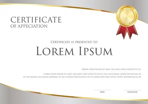Simple certificate card template with gold badge Illustrazione stock