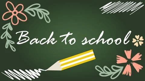 Simple chalk drawings on chalkboard. Back to school banner Stock Illustration