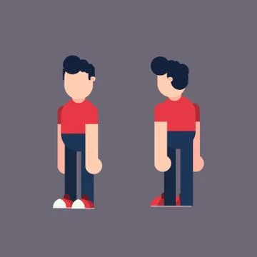 Simple Character Perspective Flat design Illustration Vector Illustrazione stock