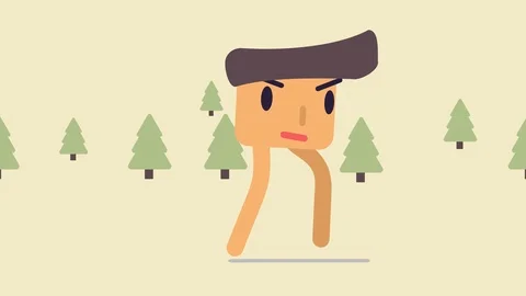 A simple character runs through the forest wit Video stock 118885438