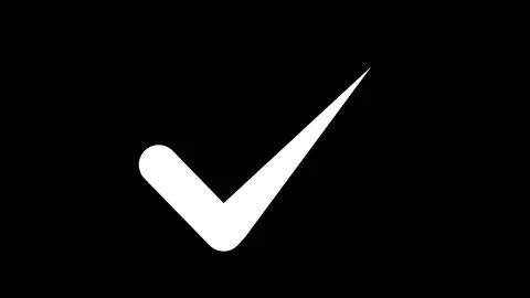 Simple Check Mark animation isolated on a Black Background, check mark symb.. Stock Footage 304557509