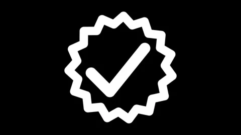 Simple checkmark animation inside a starburst shape on a black background Stock Footage 304559273