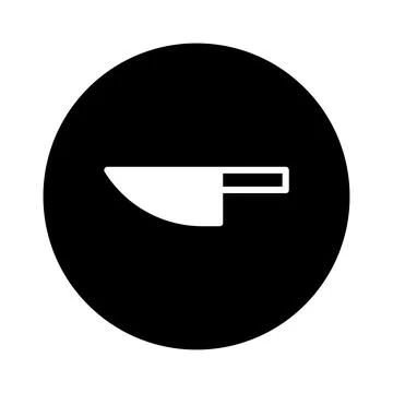Simple chef's knife icon in a solid black circle provides a graphic element.. Stock Illustration