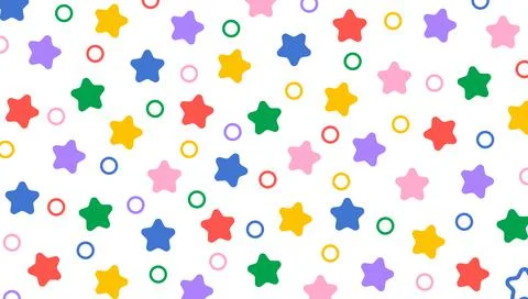 Simple childish festive background with multicolored bright cute stars on white Stock Illustration