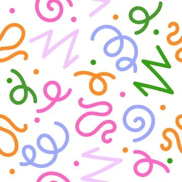 Simple childish scribble backdrop. Colorful line doodle seamless pattern 스톡 일러스트