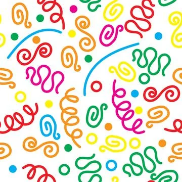 Simple childish scribble backdrop. Colorful line doodle seamless pattern. Cre Illustrazione stock