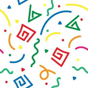 Simple childish scribble backdrop. Colorful line doodle seamless pattern. Cre Illustrazione stock