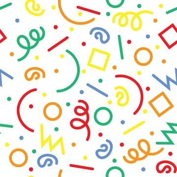 Simple childish scribble backdrop. Colorful line doodle seamless pattern. Cre Illustrazione stock