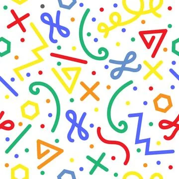 Simple childish scribble backdrop. Colorful line doodle seamless pattern. Cre Illustrazione stock