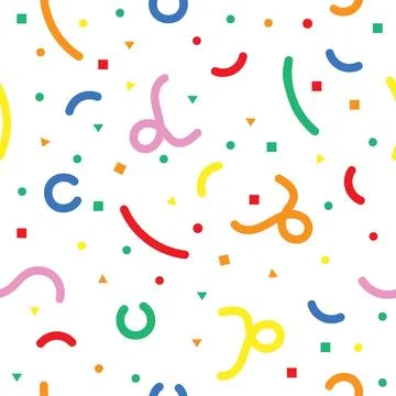 Simple childish scribble backdrop. Colorful line doodle seamless pattern. Cre Stock Illustration