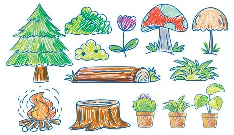Simple children scribble of nature element Stock Illustration