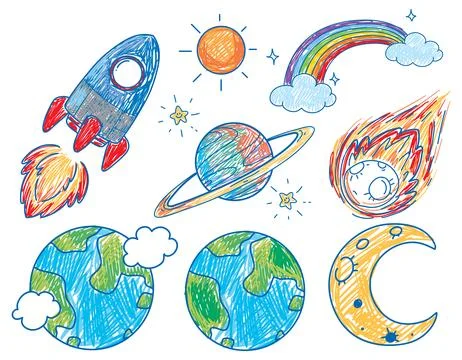 Simple children scribble of space Illustrazione stock