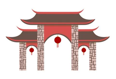 Simple Chinese pavilion gate. Stock Illustration