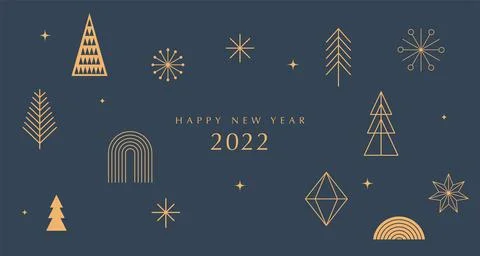 Simple Christmas background, elegant geometric minimalist style. Happy new year Stock Illustration