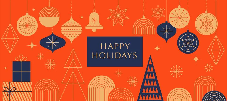 Simple Christmas background, elegant geometric minimalist style. Happy new year Stock Illustration