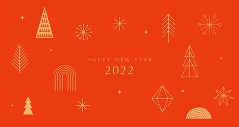 Simple Christmas background, elegant geometric minimalist style. Happy new year Stock Illustration