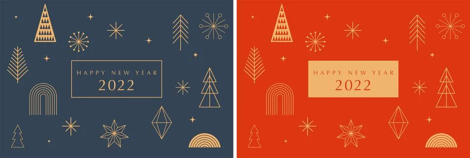 Simple Christmas background, elegant geometric minimalist style. Happy new year Stock Illustration
