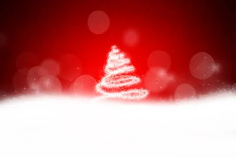 Simple Christmas red background with snowflake pine tree shape. Stock Illustration