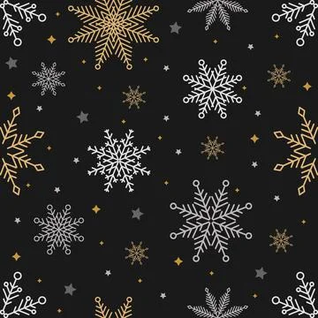 Simple Christmas seamless pattern. Snowflakes with different ornaments. On white Stockillustratie