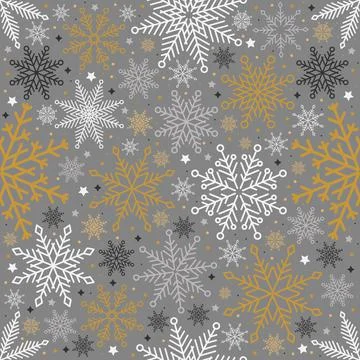 Simple Christmas seamless pattern. Snowflakes with different ornaments. On white Stockillustratie