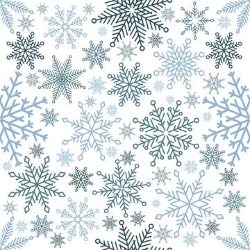 Simple Christmas seamless pattern. Snowflakes with different ornaments. On black Stockillustratie
