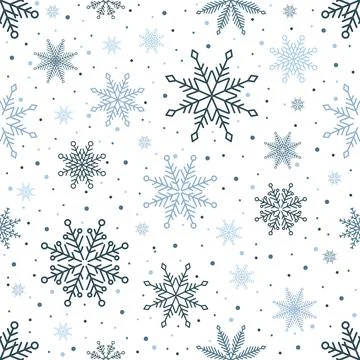 Simple Christmas seamless pattern. Snowflakes with different ornaments. On black Illustrazione stock