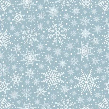 Simple Christmas seamless pattern. Snowflakes with different ornaments. On black Stock Illustration