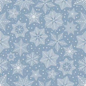Simple Christmas seamless pattern. Snowflakes with different ornaments. On white 스톡 일러스트