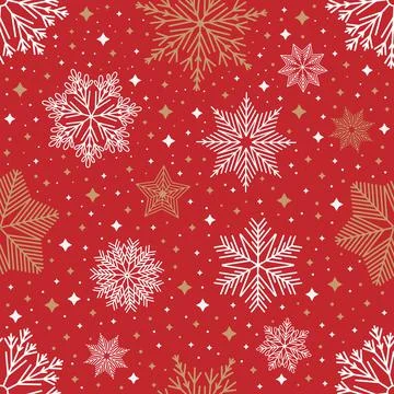 Simple Christmas seamless pattern. Snowflakes with different ornaments. On white Stock Illustration