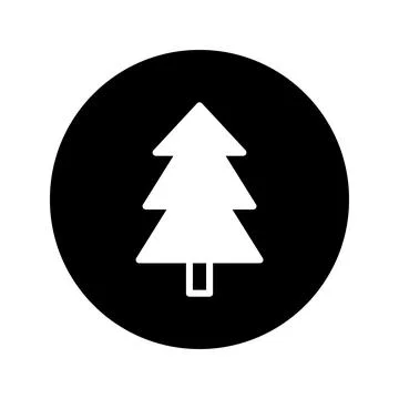 Simple christmas tree icon in circle frame featuring holiday season celebra.. Stock Illustration