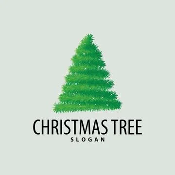 Simple Christmas tree logo design with abstract minimalist vector illustrat.. Stock Illustration
