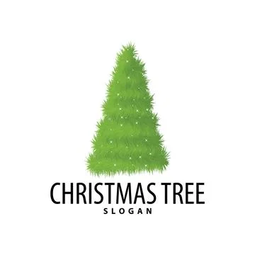 Simple Christmas tree logo design with abstract minimalist vector illustrat.. Stock Illustration