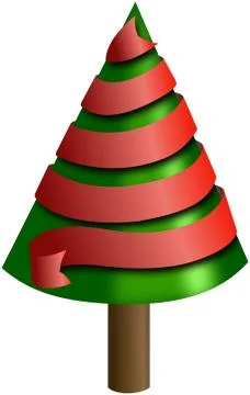 Simple christmas tree looped by red ribbon Stock Illustration