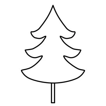 Simple Christmas tree or pine, doodle style flat vector outline for coloring Stock Illustration