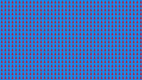 Simple Christmas Tree Seamless Patterns. Red Tree Isolated on a Blue Backgrou Ilustração Stock