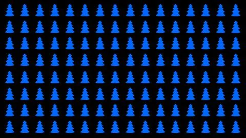 Simple Christmas Tree Seamless Patterns. Blue Tree Isolated on a Black Backgr Stock Illustration