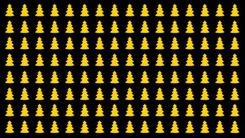 Simple Christmas Tree Seamless Patterns. Yellow Tree Isolated on a Black Back Stock Illustration