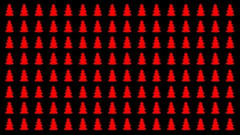 Simple Christmas Tree Seamless Patterns. Red Tree Isolated on a Black Backgro Stock Illustration