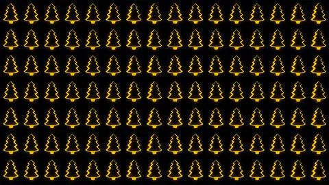 Simple Christmas Tree Seamless Patterns. Yellow Tree Isolated on a Black Back Stock Illustration