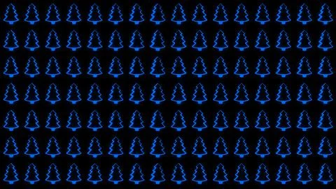 Simple Christmas Tree Seamless Patterns. Blue Tree Isolated on a Black Backgr Stock Illustration