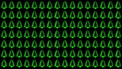 Simple Christmas Tree Seamless Patterns. Green Tree Isolated on a Black Backg Stock Illustration