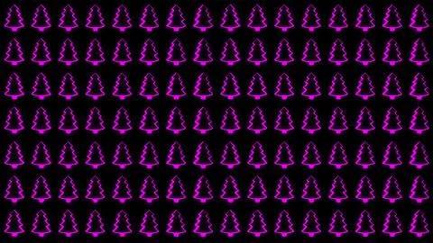 Simple Christmas Tree Seamless Patterns. Purple Tree Isolated on a Black Back Stock Illustration