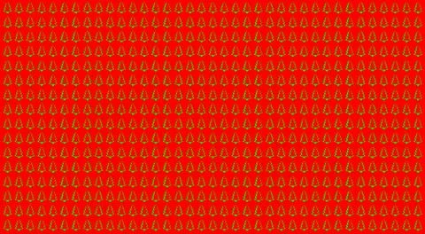 Simple Christmas Tree Seamless Patterns. Green Tree Isolated on a Red Backgro Stock Illustration